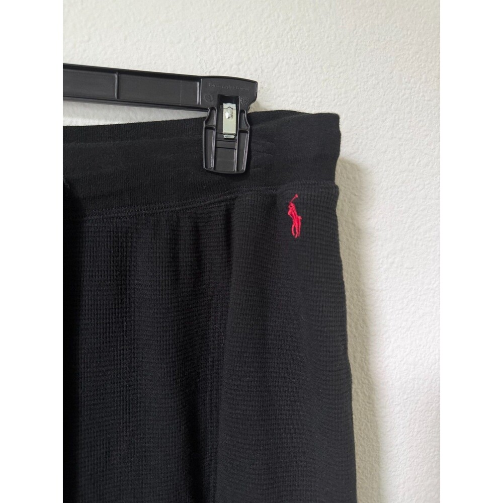 Polo Ralph Lauren Black Waffle Knit Lounge Pants Men’s Large Thermal Pajama - Picture 2 of 10